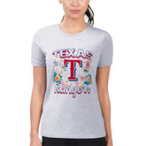 Heather Gray Texas Rangers G-III 4Her by Carl Banks Women's Super-Slim Fit Lightweight Flowers Graphic T-Shirt