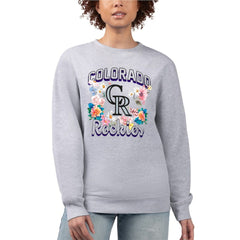 Heather Gray Colorado Rockies G-III 4Her by Carl Banks Women's Flowers Graphic Pullover Sweatshirt