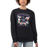 Black Colorado Rockies G-III 4Her by Carl Banks Women's Flowers Graphic Pullover Sweatshirt