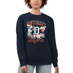 Navy Detroit Tigers G-III 4Her by Carl Banks Women's Flowers Graphic Pullover Sweatshirt