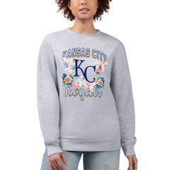 Heather Gray Kansas City Royals G-III 4Her by Carl Banks Women's Flowers Graphic Pullover Sweatshirt