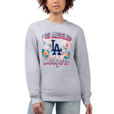 Heather Gray Los Angeles Dodgers G-III 4Her by Carl Banks Women's Flowers Graphic Pullover Sweatshirt