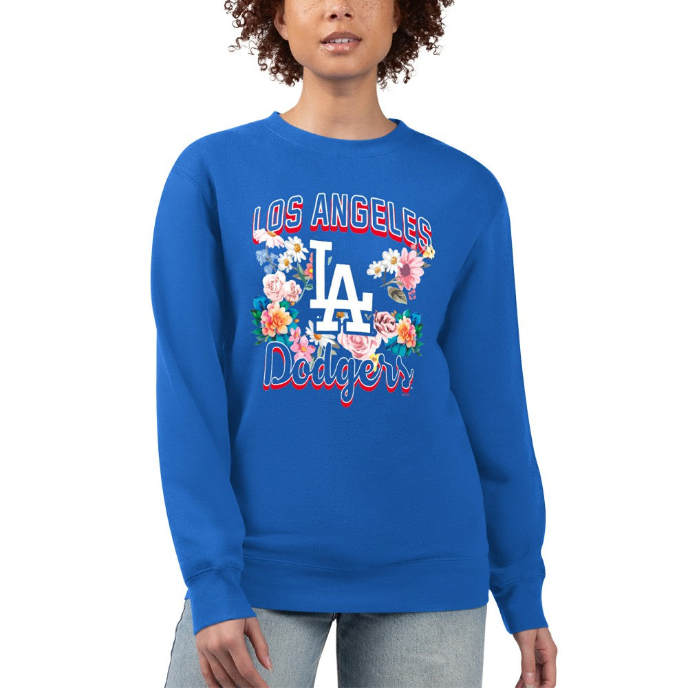 Royal Los Angeles Dodgers G-III 4Her by Carl Banks Women's Flowers Graphic Pullover Sweatshirt