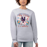 Heather Gray New York Mets G-III 4Her by Carl Banks Women's Flowers Graphic Pullover Sweatshirt