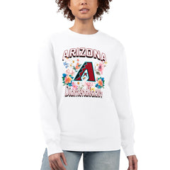 White Arizona Diamondbacks G-III 4Her by Carl Banks Women's Flowers Graphic Pullover Sweatshirt