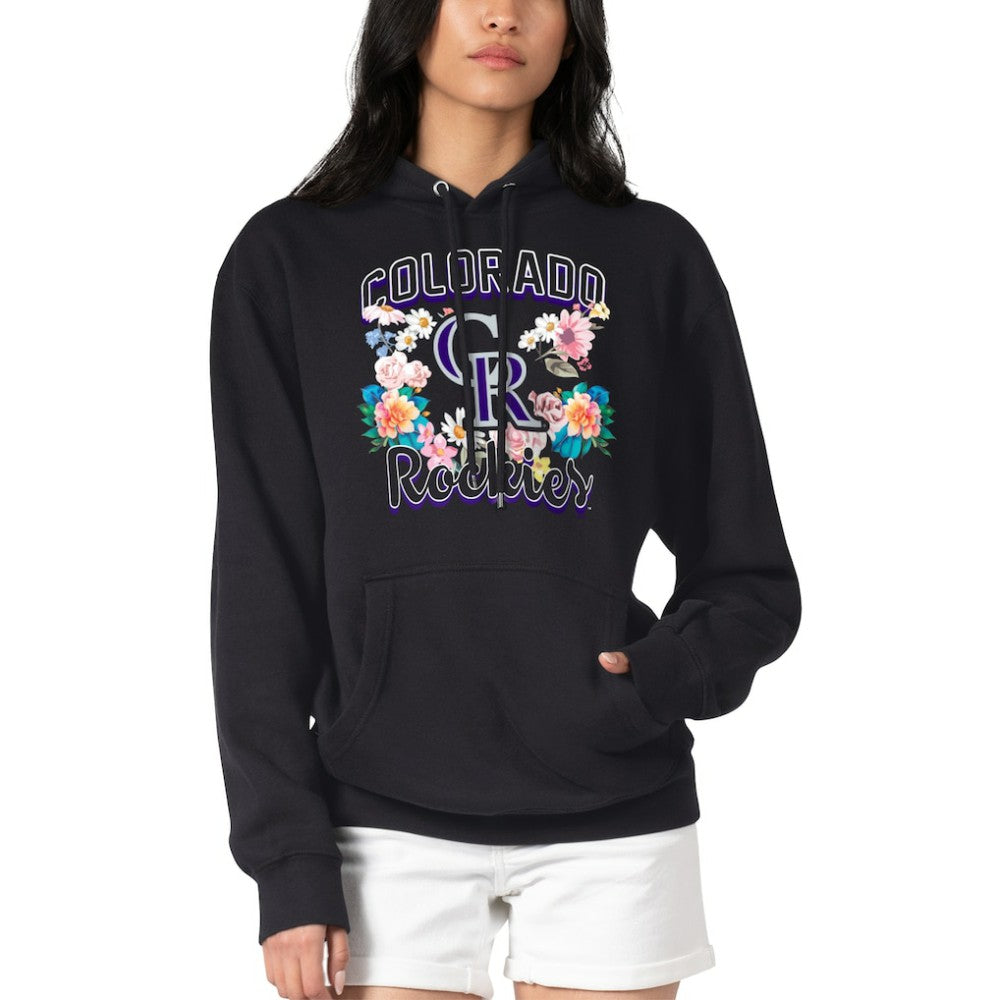 Black Colorado Rockies G-III 4Her by Carl Banks Women's Flowers Graphic Pullover Hoodie
