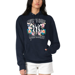 Navy New York Yankees G-III 4Her by Carl Banks Women's Flowers Graphic Pullover Hoodie