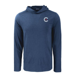Navy Chicago Cubs Cutter & Buck Coastline Epic Comfort Recycled Eco Hoodie Long Sleeve T-Shirt