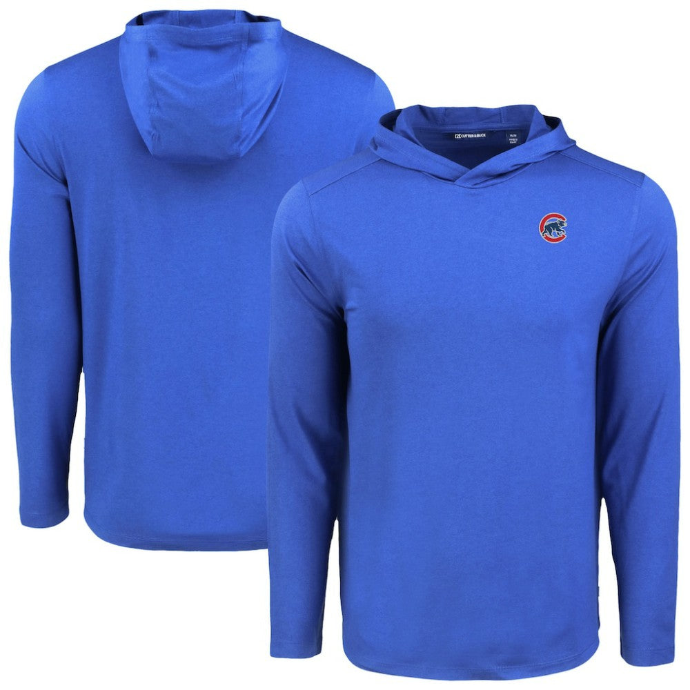 Royal Chicago Cubs Cutter & Buck Coastline Epic Comfort Recycled Eco Hoodie Long Sleeve T-Shirt