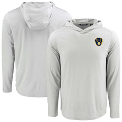 Gray Milwaukee Brewers Cutter & Buck Coastline Epic Comfort Recycled Eco Hoodie Long Sleeve T-Shirt