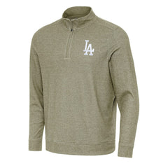 Heather Olive Los Angeles Dodgers Antigua Subtle Quarter-Zip Sweatshirt