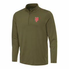 Olive New York Mets Antigua Reprocess Quarter-Zip Top