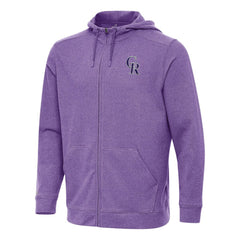 Heather Purple Colorado Rockies Antigua Effortless Full-Zip Hooded Jacket