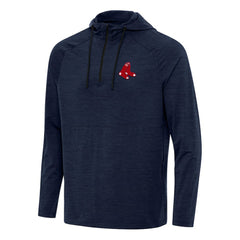 Heather Navy Boston Red Sox Antigua Spikes Quarter-Zip Pullover Hoodie