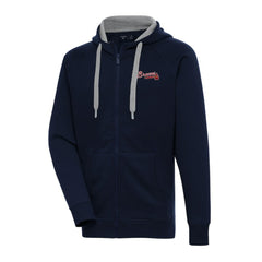 Navy Atlanta Braves Antigua Big & Tall Victory Full-Zip Hoodie Jacket