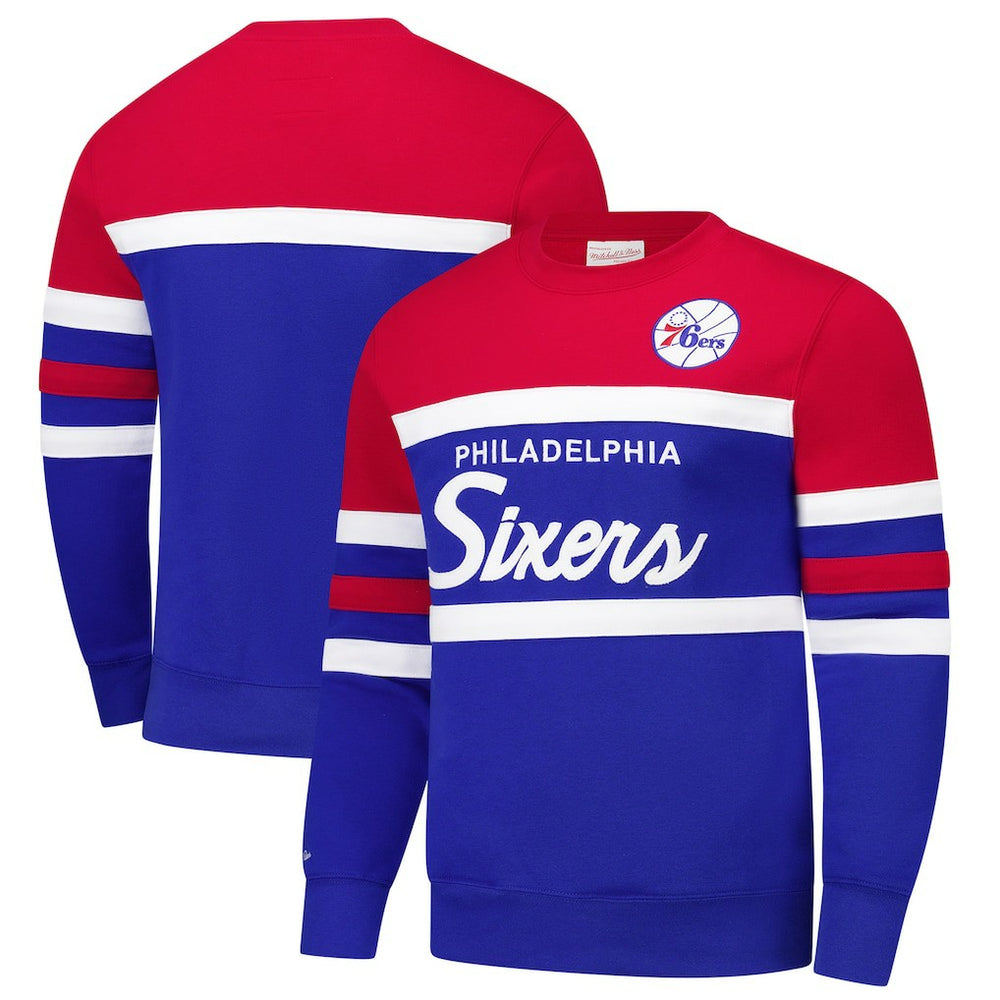 Mitchell & Ness Philadelphia 76ers Hardwood Classics Vintage Logo Head Coach Pullover Sweatshirt
