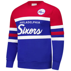 Mitchell & Ness Philadelphia 76ers Hardwood Classics Vintage Logo Head Coach Pullover Sweatshirt