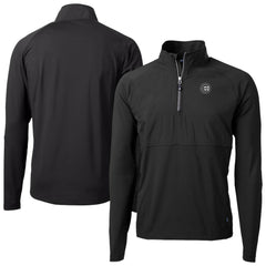 Black Chicago Cubs Cutter & Buck Adapt Eco Hybrid Raglan DryTec Quarter-Zip Jacket