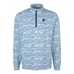 Light Blue Detroit Tigers Cutter & Buck Traverse Eco Camo Tri-Blend DryTec Quarter-Zip Jacket