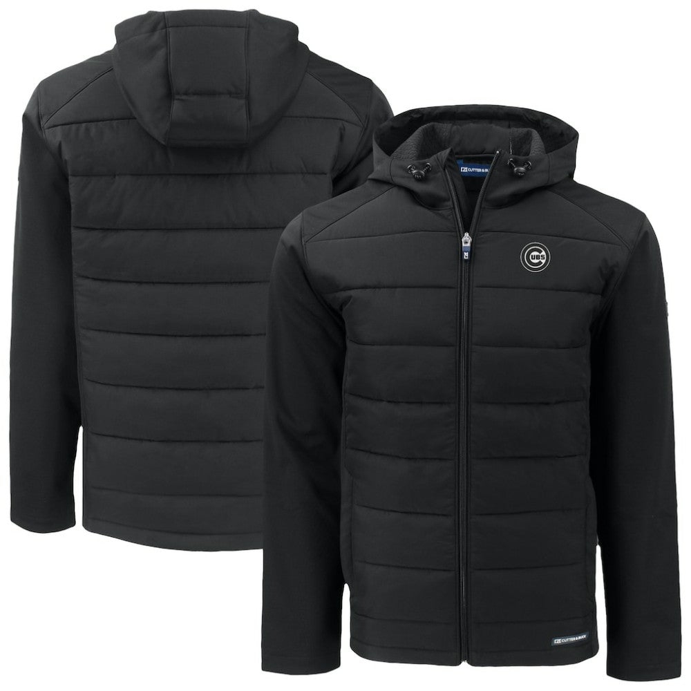 Black Chicago Cubs Cutter & Buck Evoke Hybrid Eco Softshell Recycled Full-Zip Jacket