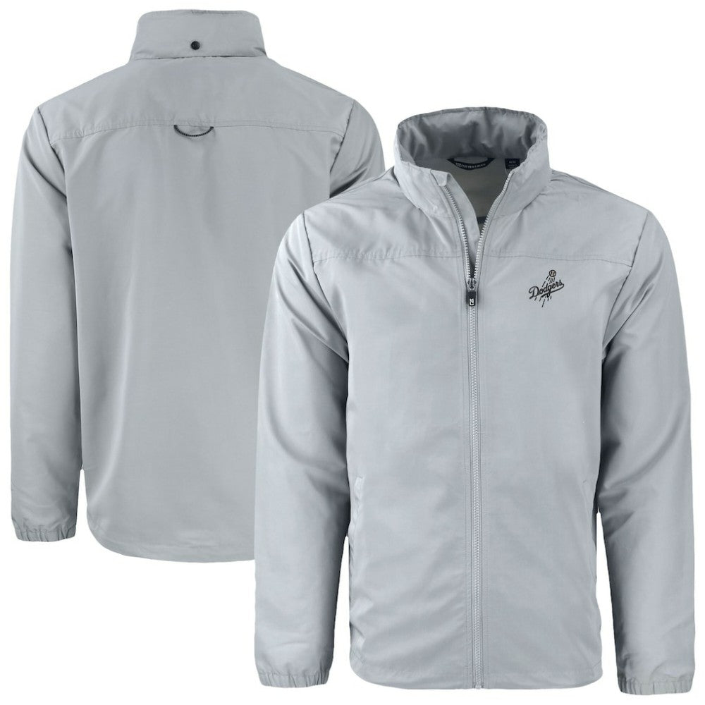 Gray Los Angeles Dodgers Cutter & Buck Charter Eco Recycled Full-Zip Hoodie Jacket