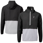 Black Pittsburgh Pirates Cutter & Buck Charter Eco Recycled Anorak Half-Zip Hoodie Jacket
