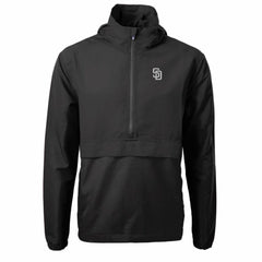 Black San Diego Padres Cutter & Buck Charter Eco Recycled Anorak Half-Zip Hoodie Jacket