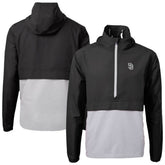 Black San Diego Padres Cutter & Buck Charter Eco Recycled Anorak Half-Zip Hoodie Jacket