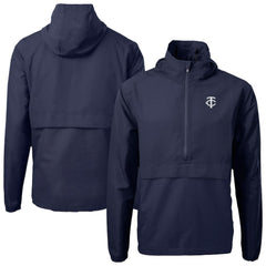 Navy Minnesota Twins Cutter & Buck Charter Eco Recycled Anorak Half-Zip Hoodie Jacket