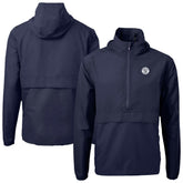 Navy Milwaukee Brewers Cutter & Buck Charter Eco Recycled Anorak Half-Zip Hoodie Jacket