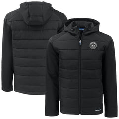 Black New York Mets Cutter & Buck Evoke Hybrid Eco Softshell Recycled Full-Zip Hooded Jacket