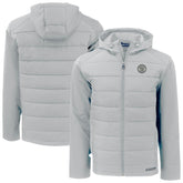 Gray Milwaukee Brewers Cutter & Buck Evoke Hybrid Eco Softshell Recycled Full-Zip Hooded Jacket