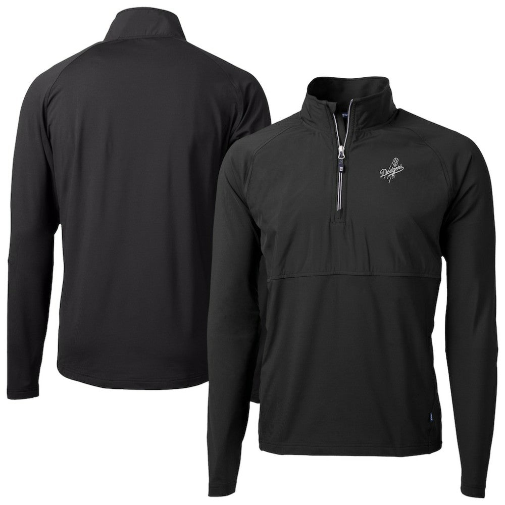 Black Los Angeles Dodgers Cutter & Buck Adapt Eco Hybrid Raglan DryTec Quarter-Zip Jacket