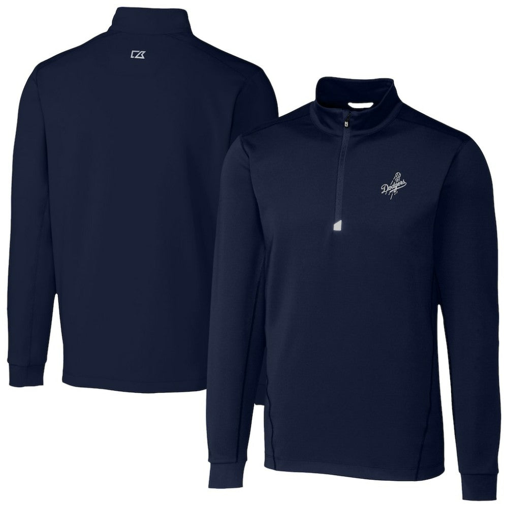 Navy Los Angeles Dodgers Cutter & Buck Traverse Eco Tri-Blend DryTec Quarter-Zip Jacket