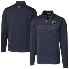 Navy New York Mets Cutter & Buck Traverse Eco Stripe Tri-Blend DryTec Quarter-Zip Jacket
