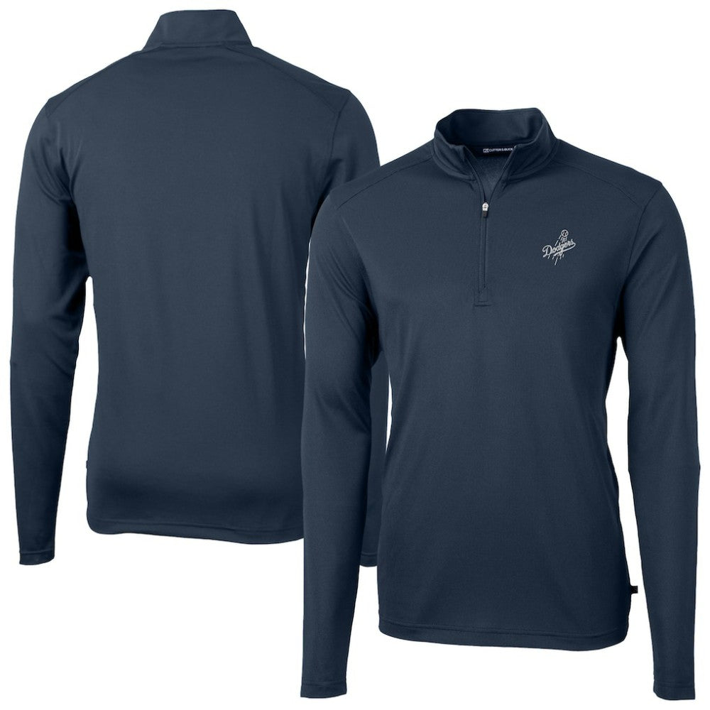 Navy Los Angeles Dodgers Cutter & Buck Virtue Eco Pique Quarter-Zip Jacket