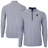 Navy Minnesota Twins Cutter & Buck Virtue Eco Pique Micro Stripe Quarter-Zip Jacket