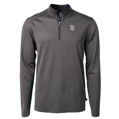 Black San Diego Padres Cutter & Buck Virtue Eco Pique Micro Stripe Quarter-Zip Jacket