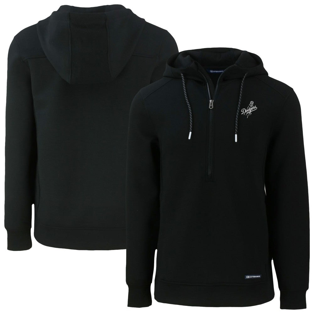 Black Los Angeles Dodgers Cutter & Buck Roam Eco Recycled Tri-Blend Half-Zip Hoodie