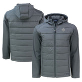 Gray New York Yankees Cutter & Buck Big & Tall Evoke Hybrid Eco Softshell Recycled Full-Zip Hooded PrimaLoft Jacket