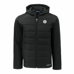 Black Milwaukee Brewers Cutter & Buck Big & Tall Evoke Hybrid Eco Softshell Recycled Full-Zip Hooded PrimaLoft Jacket