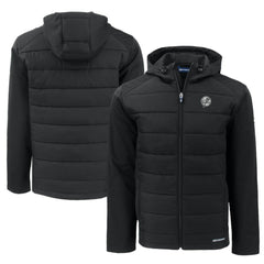 Black New York Yankees Cutter & Buck Big & Tall Evoke Hybrid Eco Softshell Recycled Full-Zip Hooded PrimaLoft Jacket