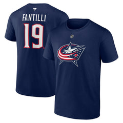 NHL Adam Fantilli Columbus Blue Jackets Fanatics Authentic Stack Name & Number T-Shirt