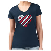 Navy Boston Red Sox G-III 4Her by Carl Banks Women's Super-Slim Fit Lightweight Heart V-Neck T-Shirt