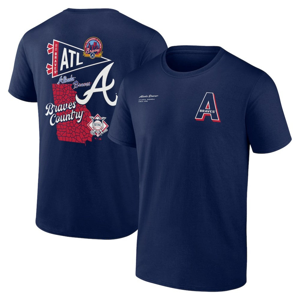 Navy Atlanta Braves Split Zone T-Shirt