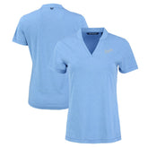 Heather Light Blue Kansas City Royals Cutter & Buck Women's Forge Stretch Blade DryTec V-Neck Polo