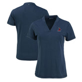 Heather Navy St. Louis Cardinals Cutter & Buck Women's Forge Stretch Blade DryTec V-Neck Polo