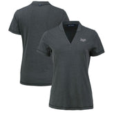 Heather Black Tampa Bay Rays Cutter & Buck Women's Forge Stretch Blade DryTec V-Neck Polo