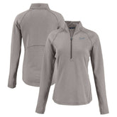 Heather Gray Atlanta Braves Cutter & Buck Women's Peshastin Eco Fleece Recycled Raglan Half-Zip Top