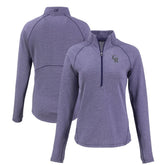 Heather Purple Colorado Rockies Cutter & Buck Women's Peshastin Eco Fleece Recycled Raglan Half-Zip Top